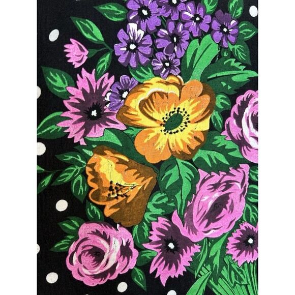 Vintage Jacques Moret Graphic T-Shirt Flowers Print One Size Black Single Stitch - Picture 3 of 8
